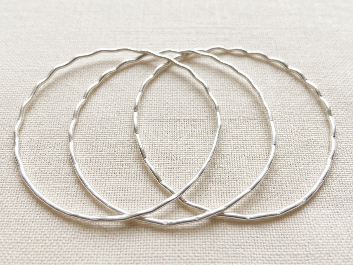 925 recycled sterling silver ripple bangle
