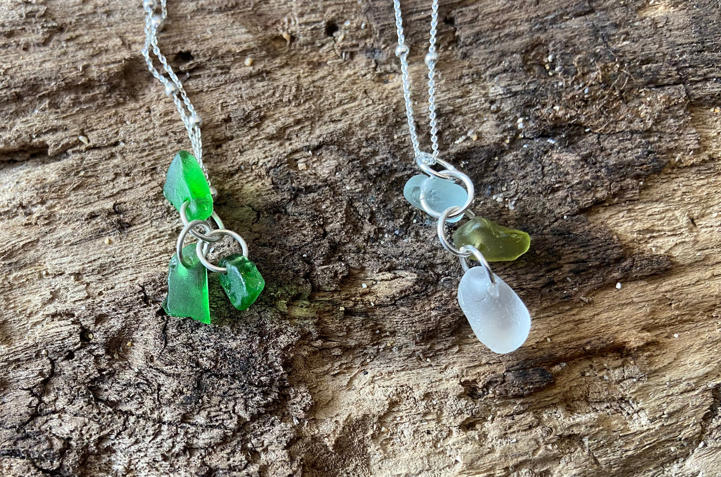 925 Sterling Silver small 'icicle drop' seaglass pendant