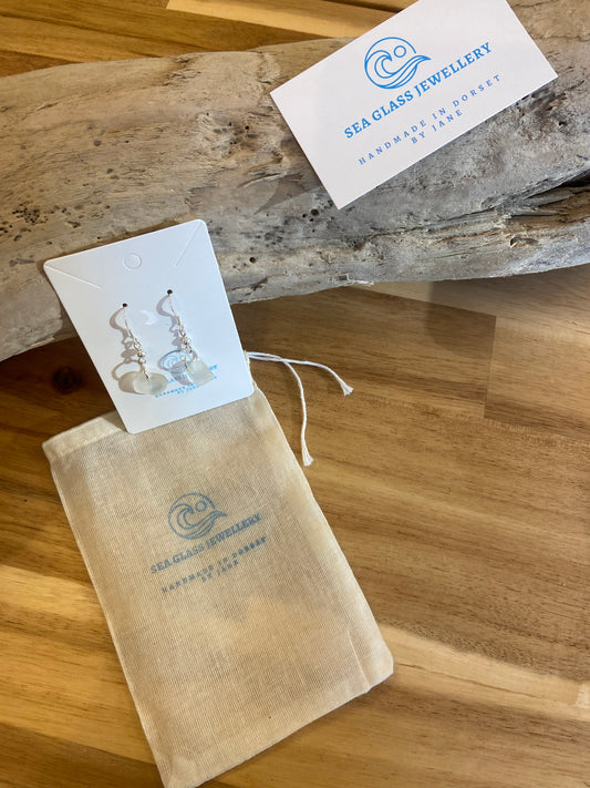 925 Sterling Silver drop earrings with sterling silver bead accent