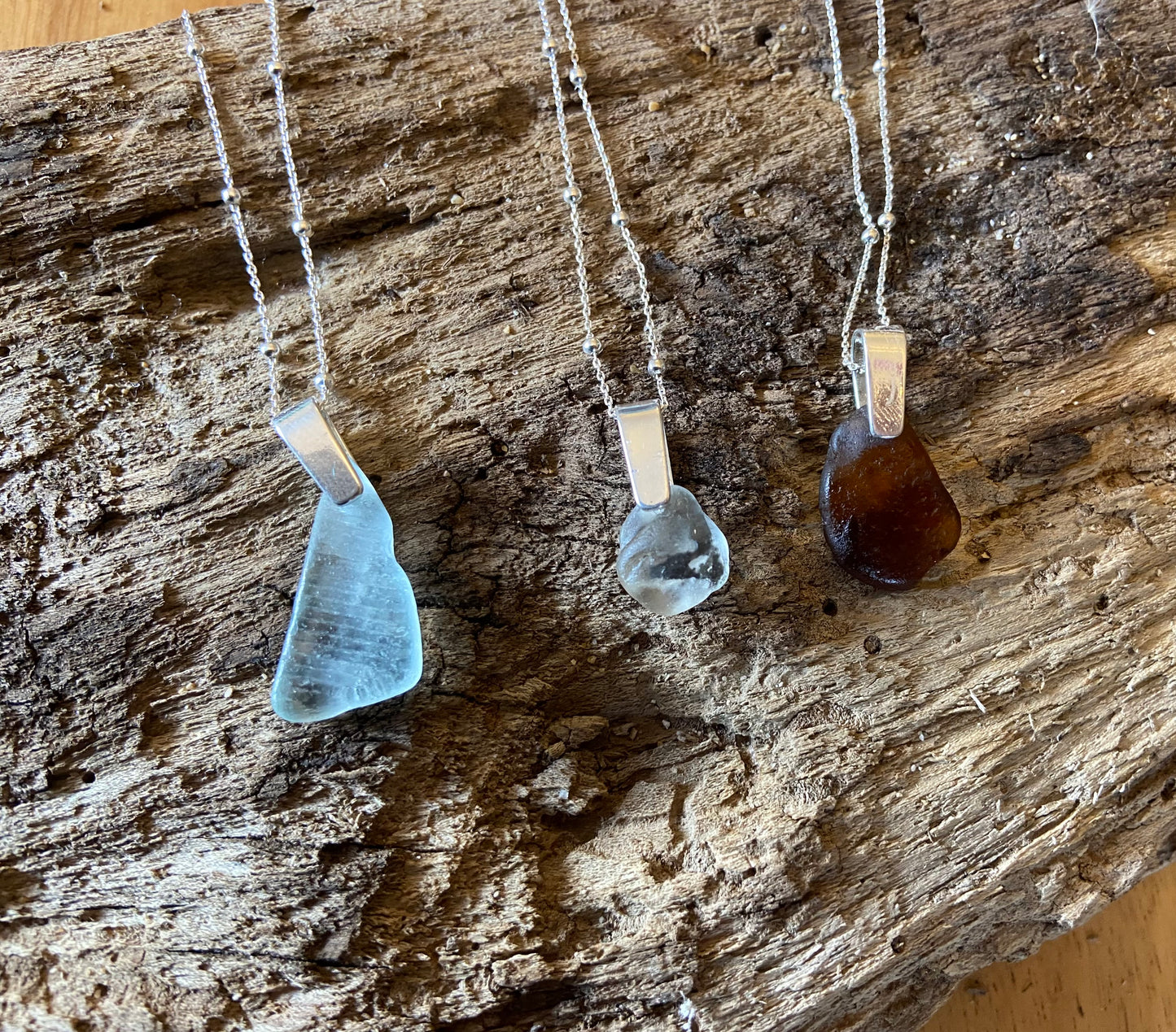 925 Sterling Silver bail seaglass pendant