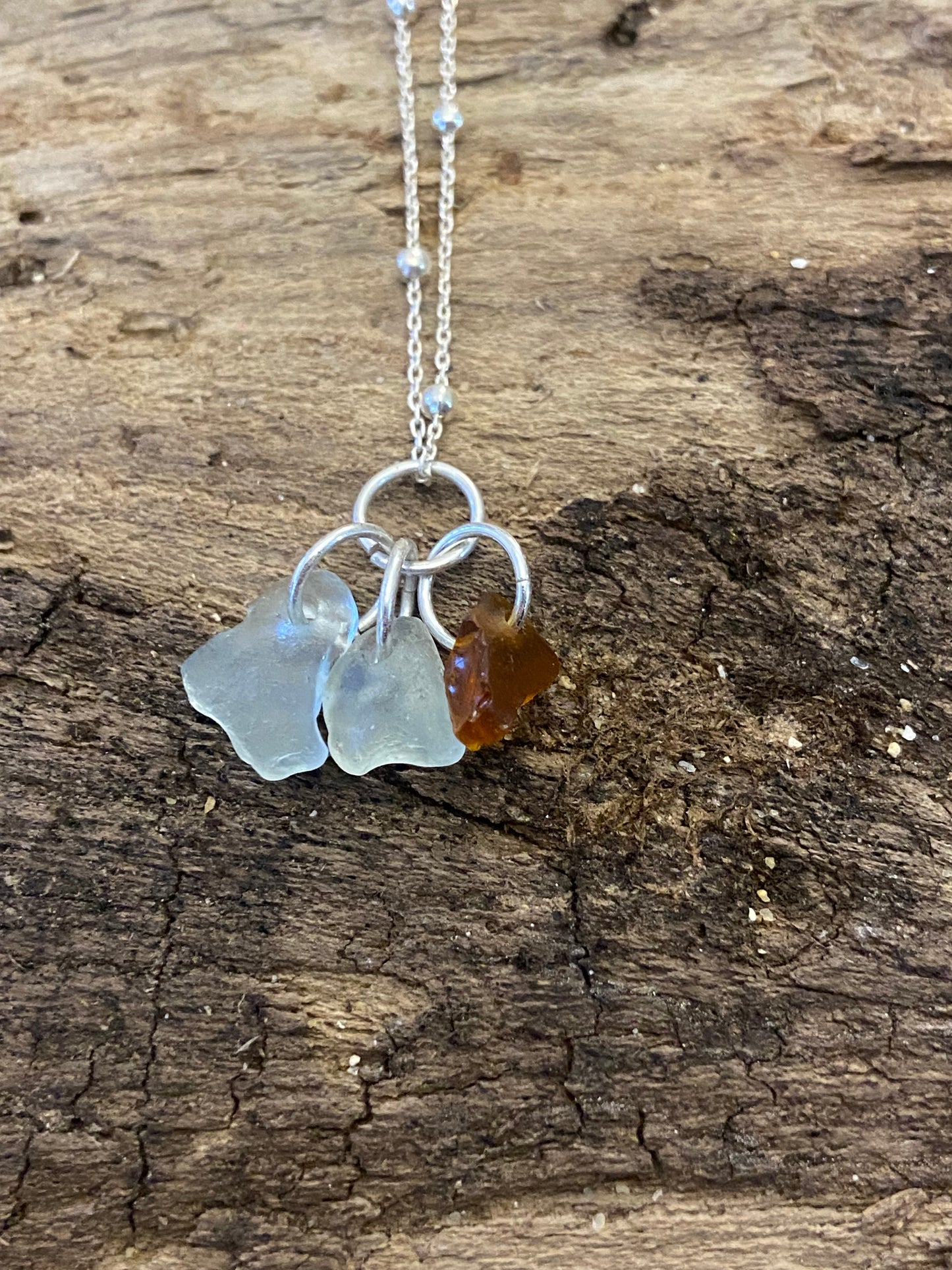 925 Sterling Silver 'mini chip' seaglass pendant